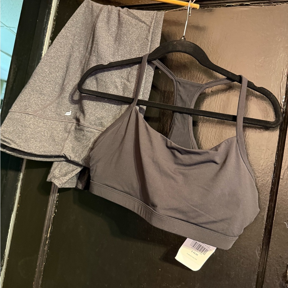 Fabletics Gray Leggings and Sports Bra Set